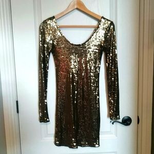 Gold mini dress